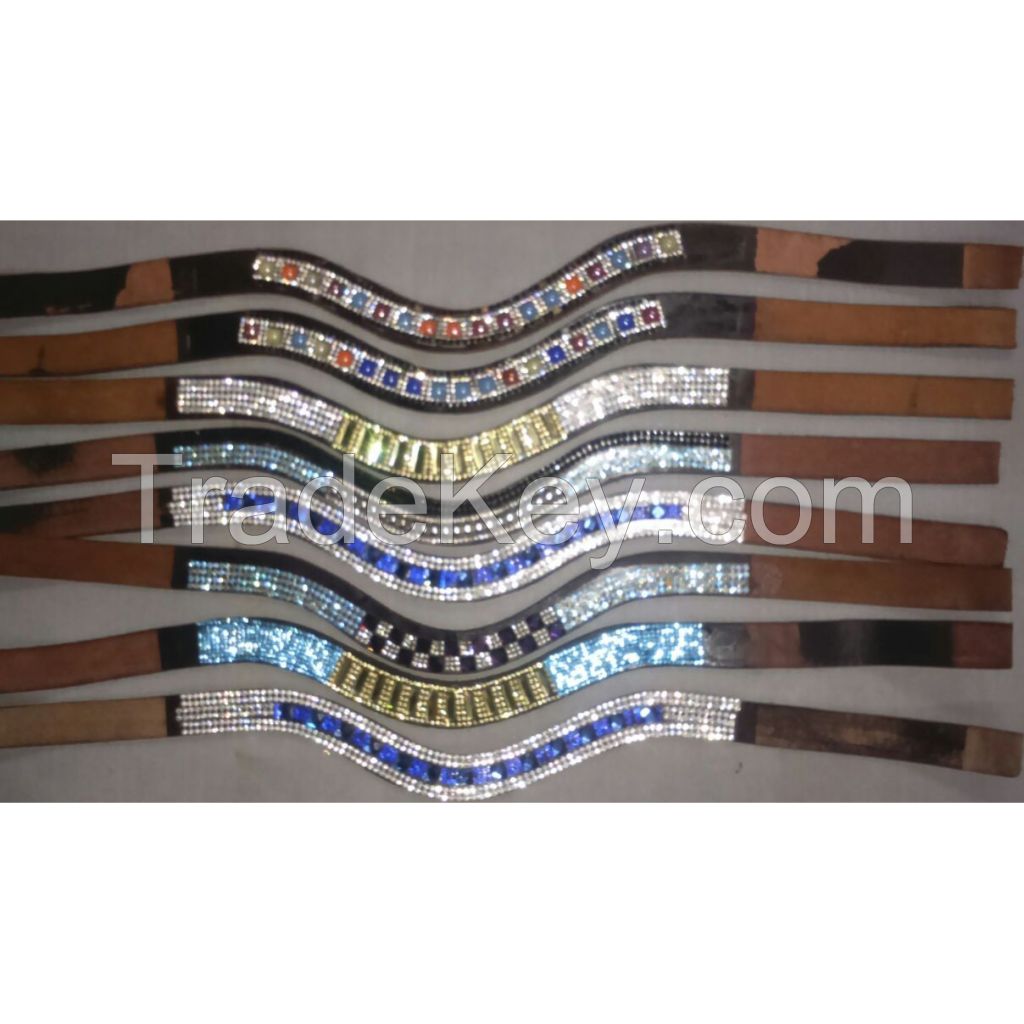 Genuine leather horse Colorful Crystal browbands, size pony,cob,full