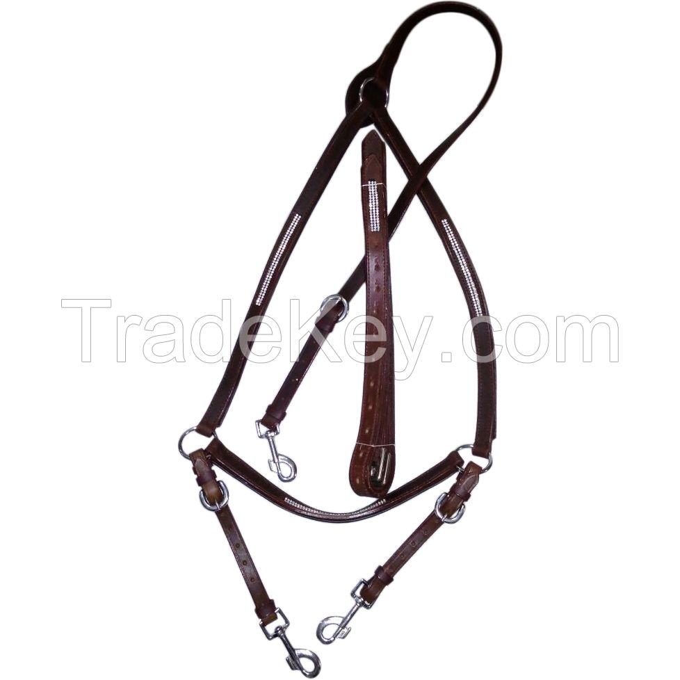 Genuine Imported leather horse Colorful Crystals Bridle with rust proof fittings