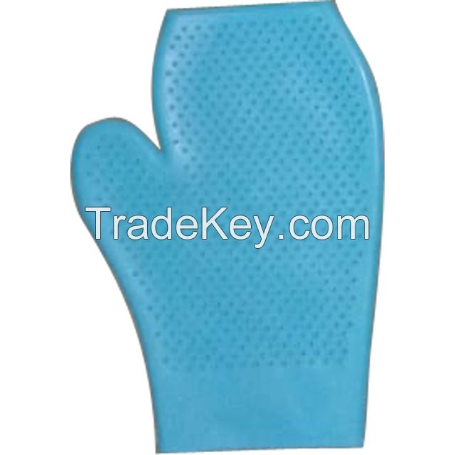 Genuine Imported quality rubber Grooming Orange Gloves for horse 