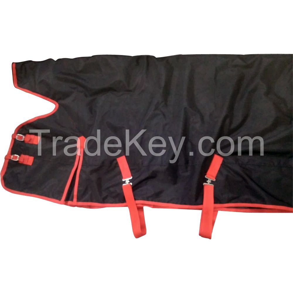 Genuine imported quality Turnout winter high neck horse rugs black with rust proof fittings
