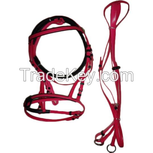 Genuine imported PVC horse riding bridle red with rust proof steel fittings