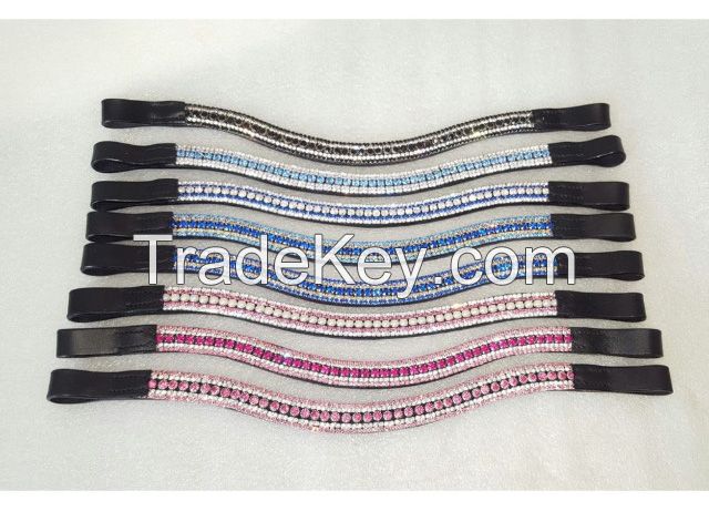 Genuine leather Colorful horse Crystals browbands, size pony,cob,full
