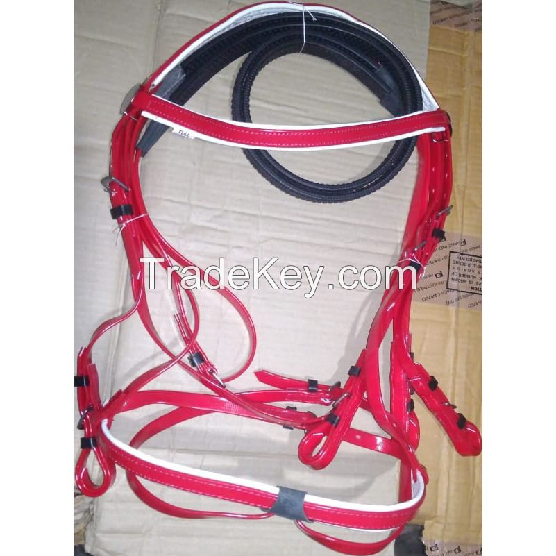 Genuine imported PVC horse riding bridle Red with rust proof steel fittings