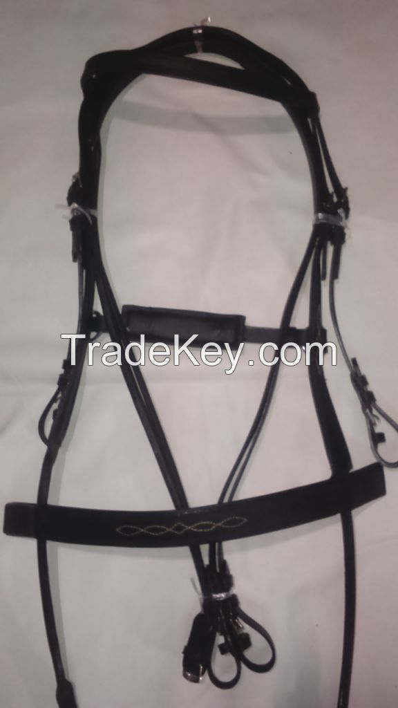 Genuine Imported  leather horse Micklem Pressure Bridle Black with rust proof fittings
