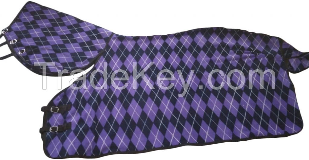 Genuine imported quality purple printed fleece Turnout winter horse rugs with rust proof fittings