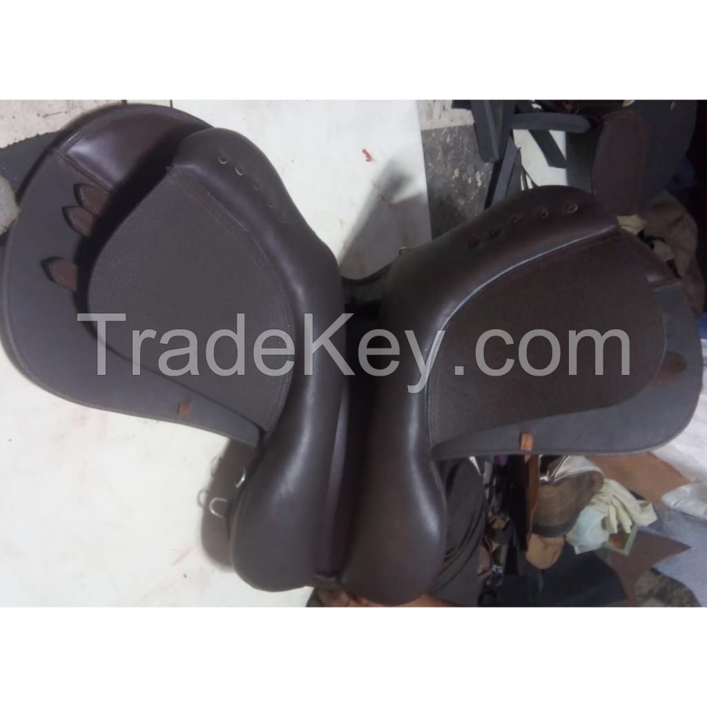 Genuine imported leather jumping saddle tan seat with rust proof fitting