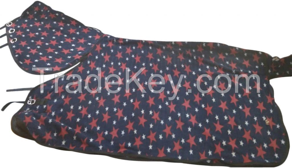 Genuine imported quality purple printed fleece Turnout winter horse rugs with rust proof fittings