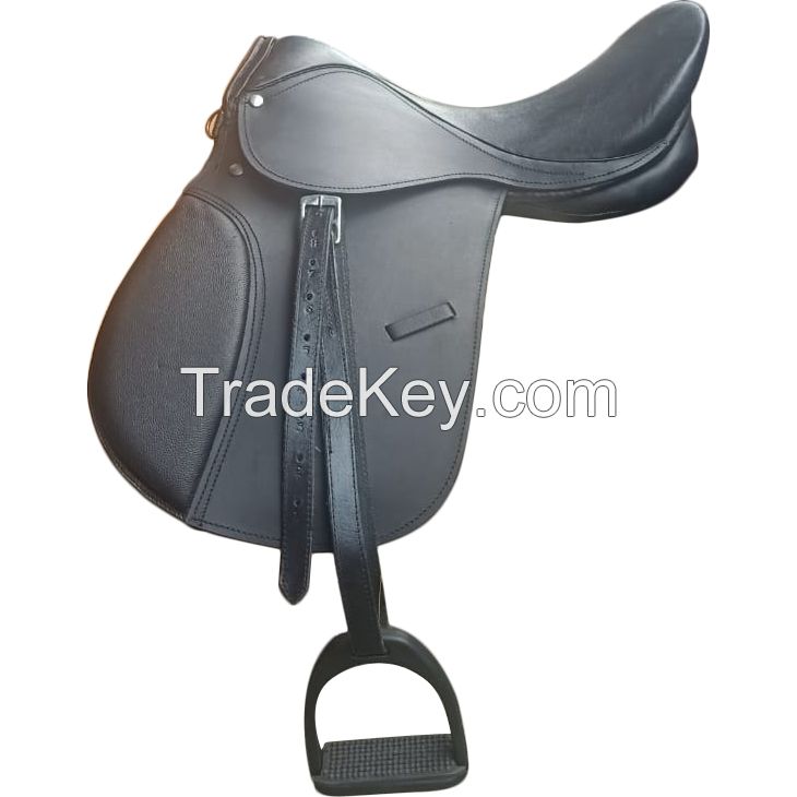 Genuine imported leather jumping saddle tan seat with rust proof fitting 