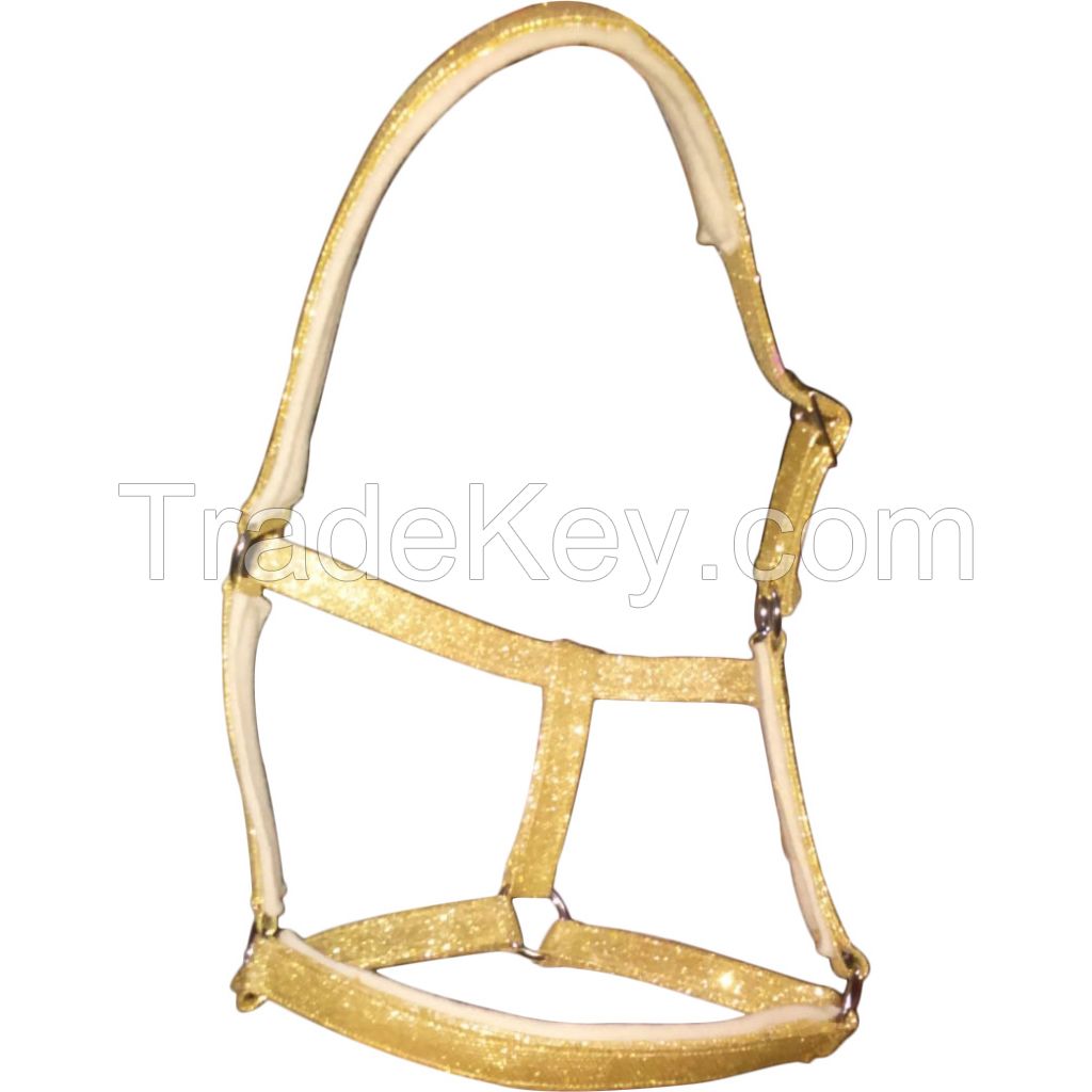 Genuine Glitter horse halter Golden , size pony,cob,full