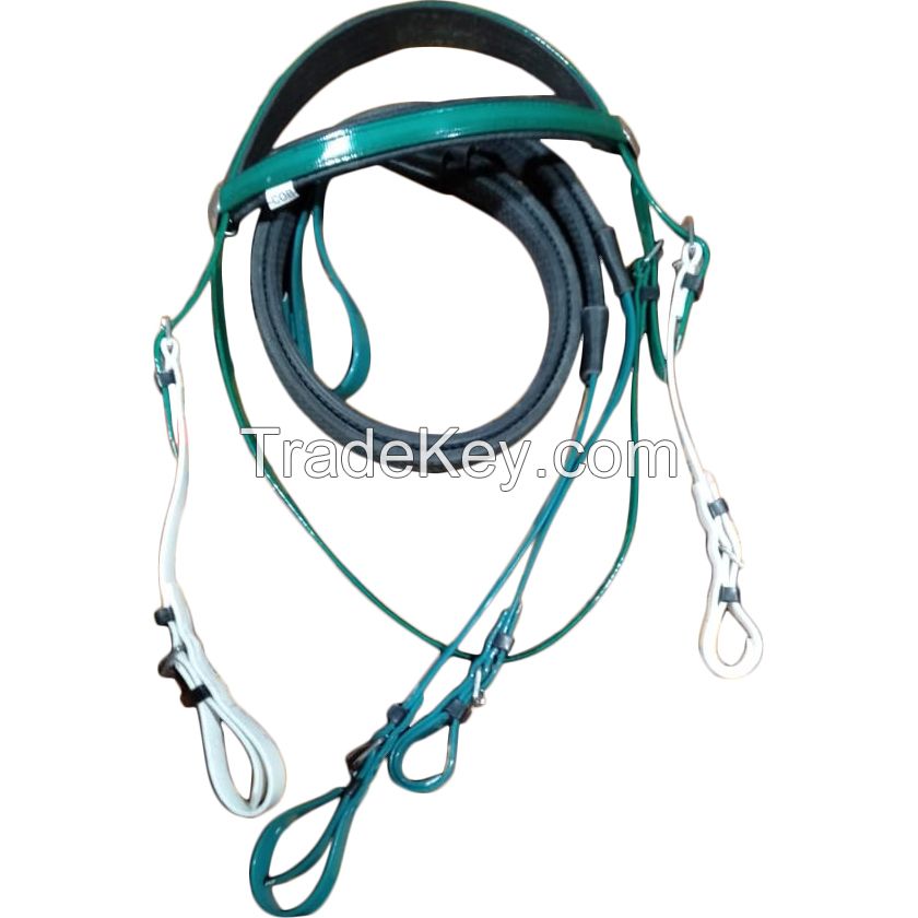 Genuine imported Blue PVC horse riding bridle and Black padding with rust proof steel fittings