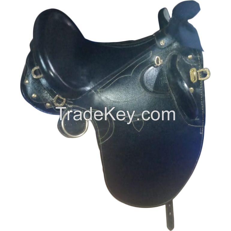 Genuine imported Leather Australian stock saddle Black with rust proof fittings