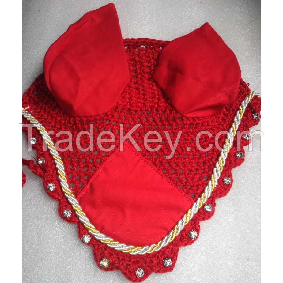 Genuine imported quality Cotton horse fly veils Red