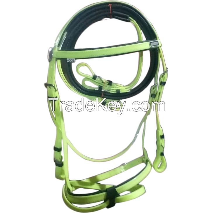 Genuine imported Lime PVC horse Riding bridle with rust proof steel fittings
