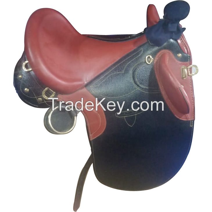 Genuine imported Leather Australian stock saddle Black with rust proof fittings