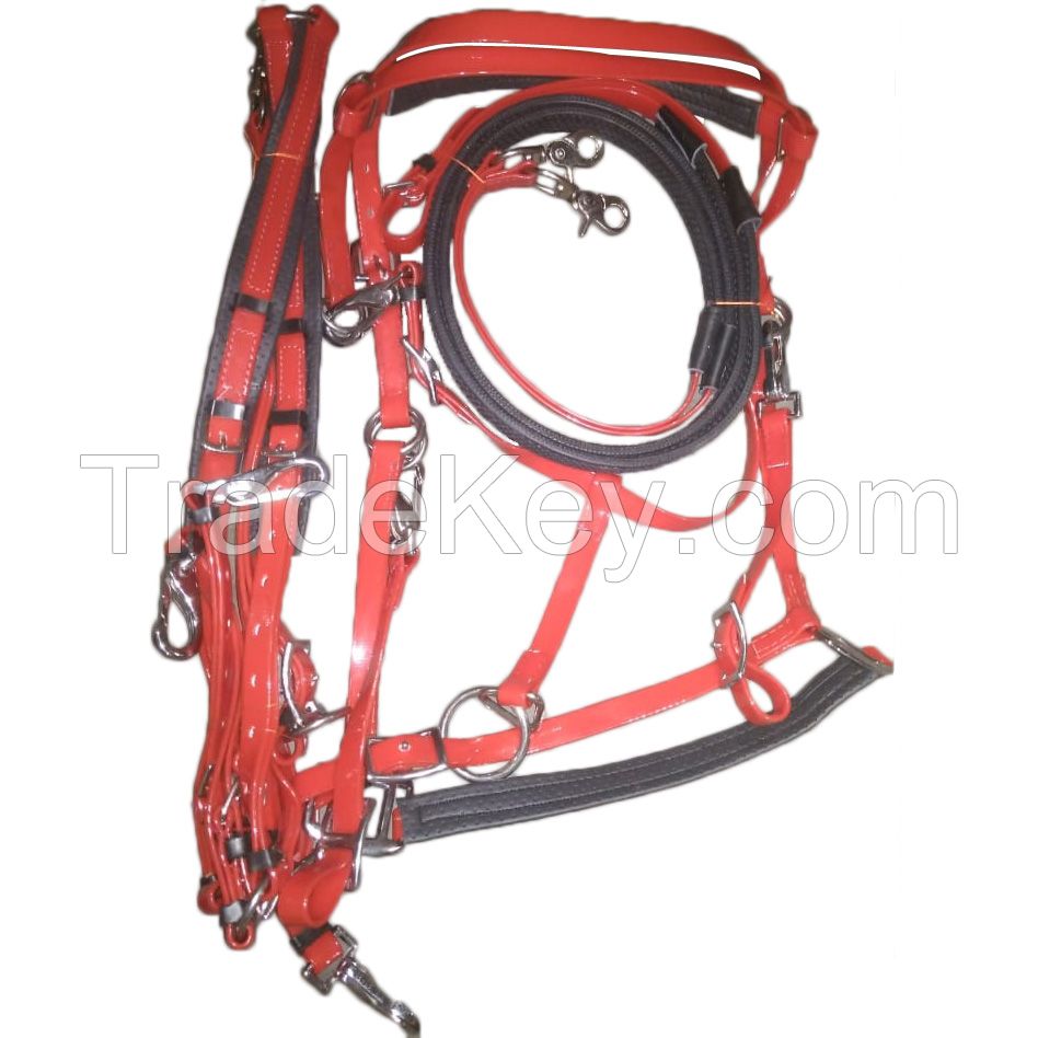 Genuine imported PVC horse Endurance bridle Red with rust proof steel fittings
