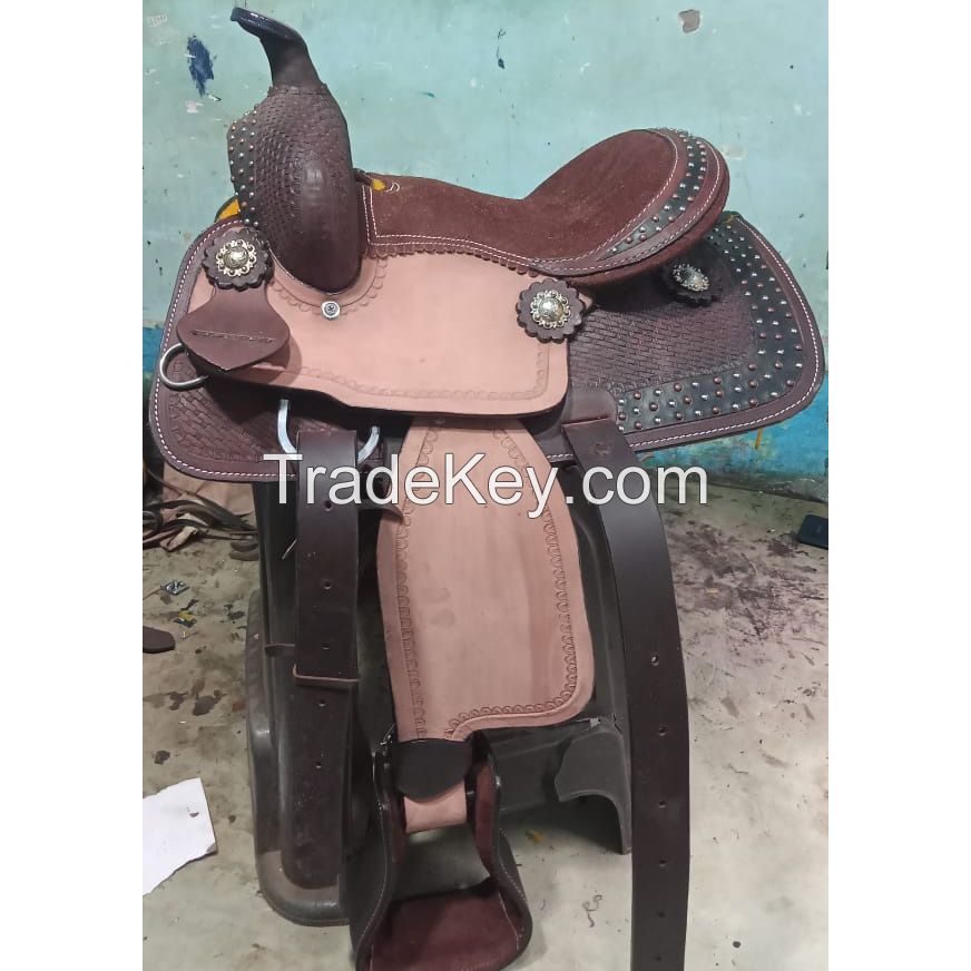 Genuine imported Quality leather stock of western saddle Black with rust proof fitting