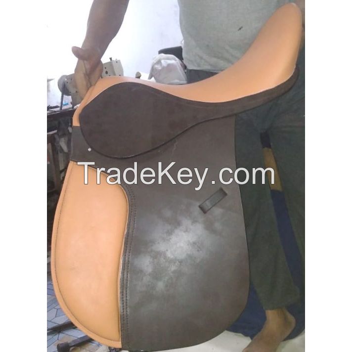 Genuine imported leather jumping saddle tan with rust proof fitting
