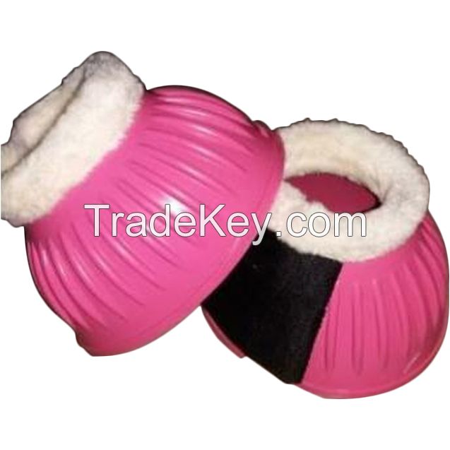 Genuine imported quality Rubber horse pink bell boots with mink