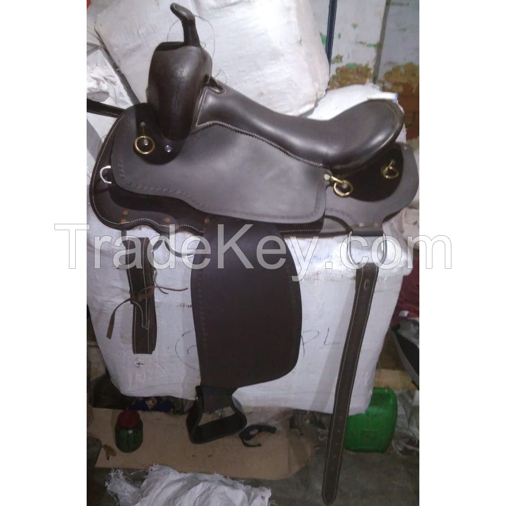 Genuine imported Quality leather western saddle Tan with complete rust proof steel fitting