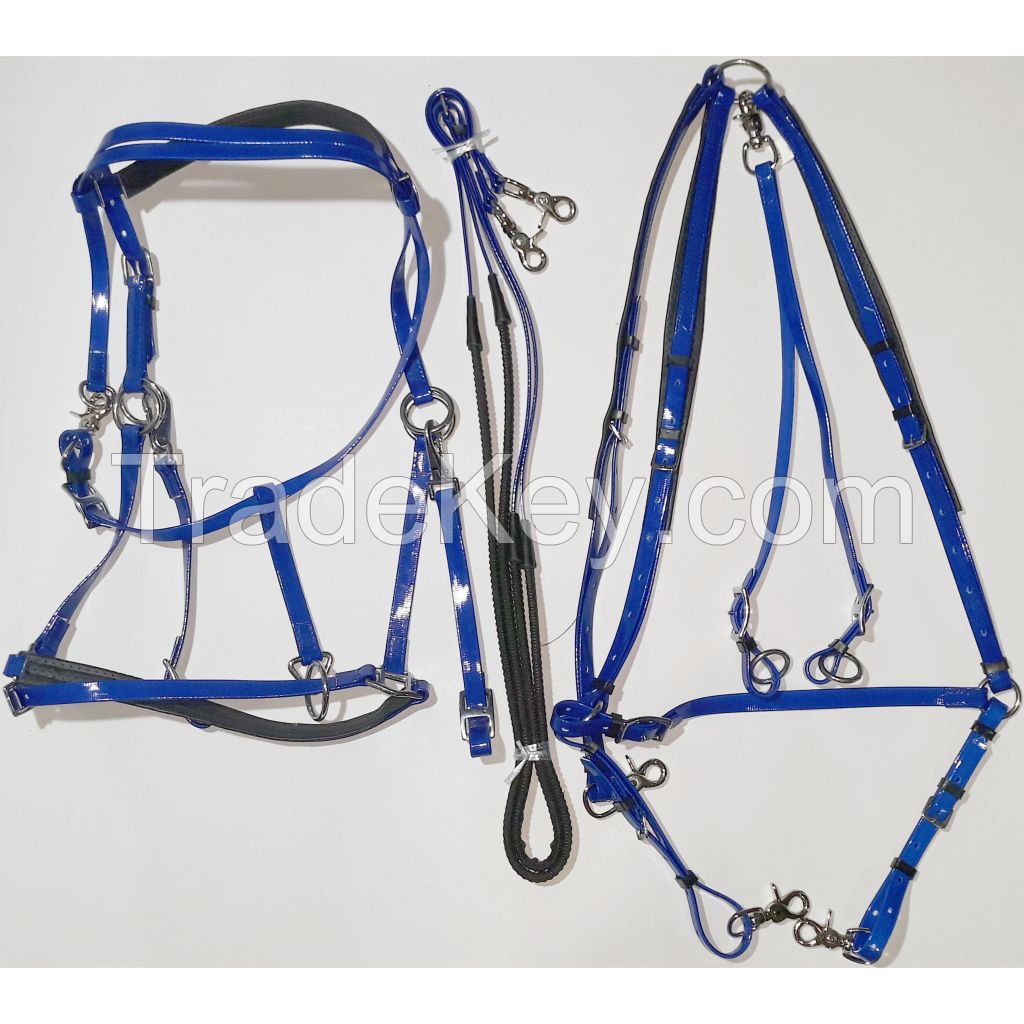 Genuine imported Yellow PVC horse Riding bridle set and Breastplate with rust proof steel fittings