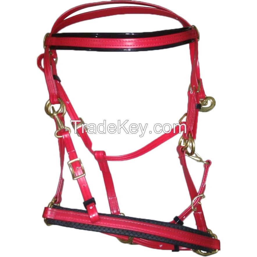 Genuine imported PVC horse Arabian bridle Red with rust proof Brass fittings