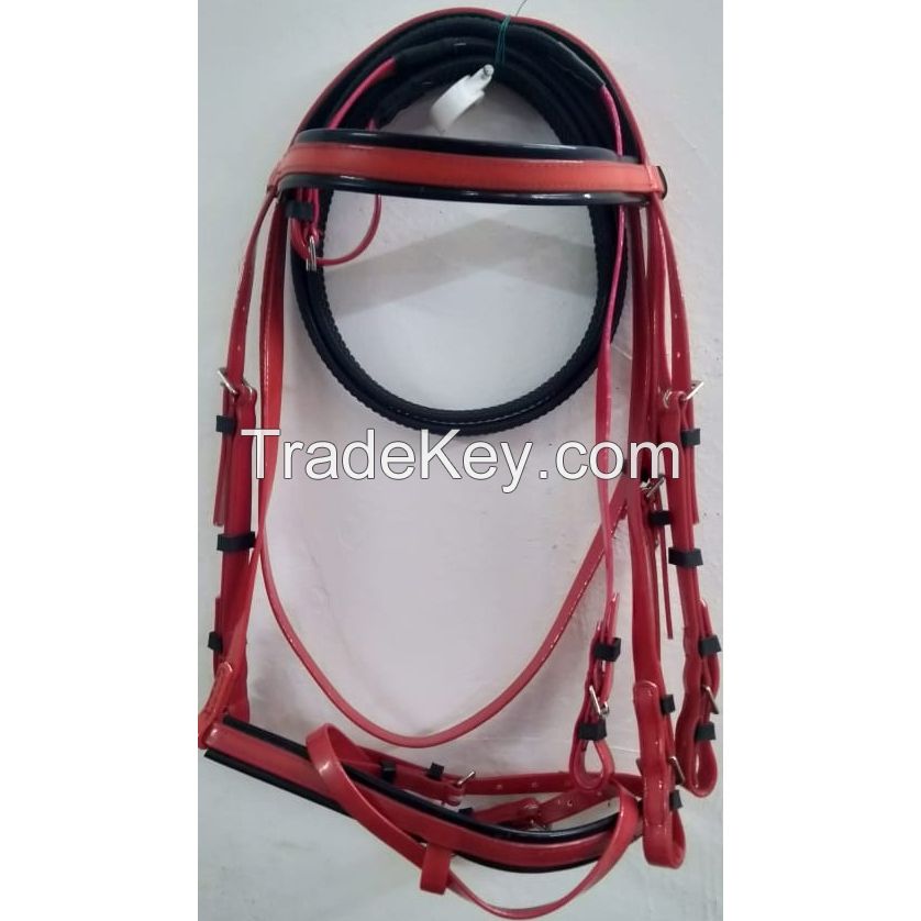 Genuine imported PVC horse Arabian bridle Red with rust proof Brass fittings