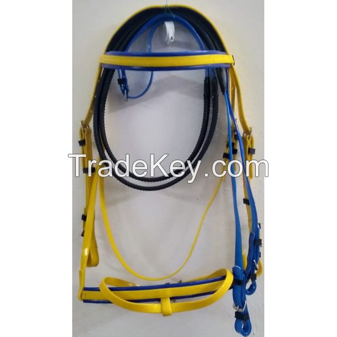 Genuine imported PVC horse Endurance bridle Blue with rust proof Steel fittings
