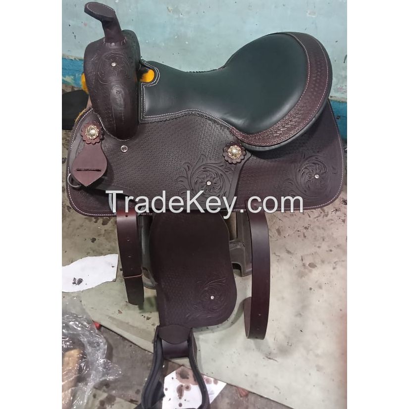 Genuine imported Quality leather western endurance saddle Brown with rust proof fitting 