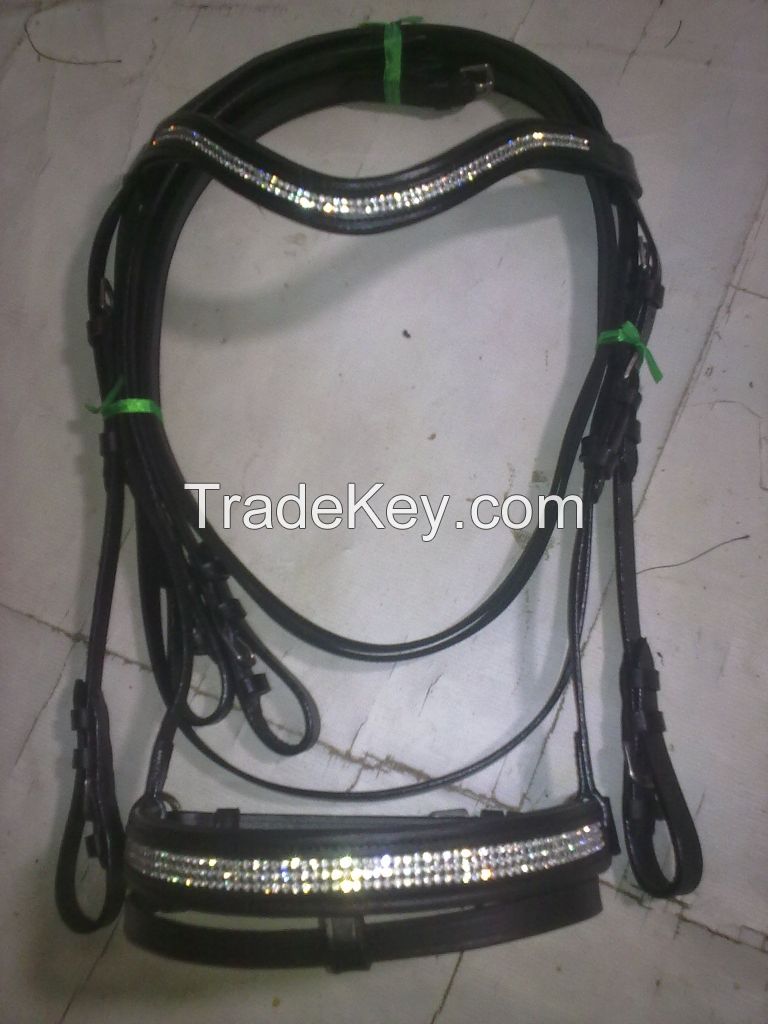 Genuine Imported Rolled leather horse Bridle Black with rust proof fittings