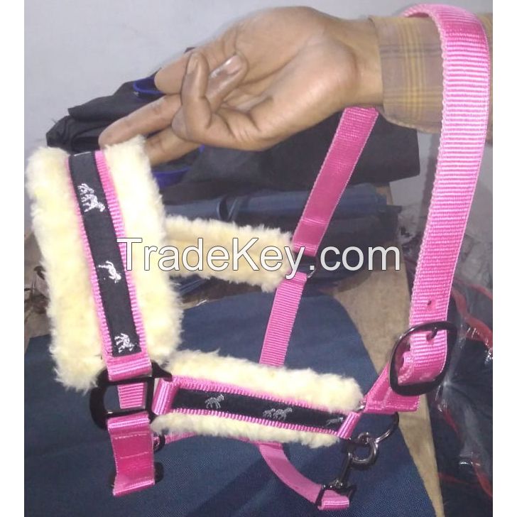 Genuine imported Quality horse PP fur padding Halter Pink