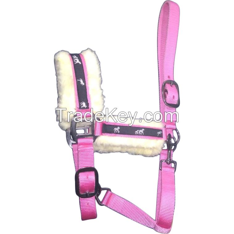 Genuine imported Quality horse PP fur padding Halter Pink