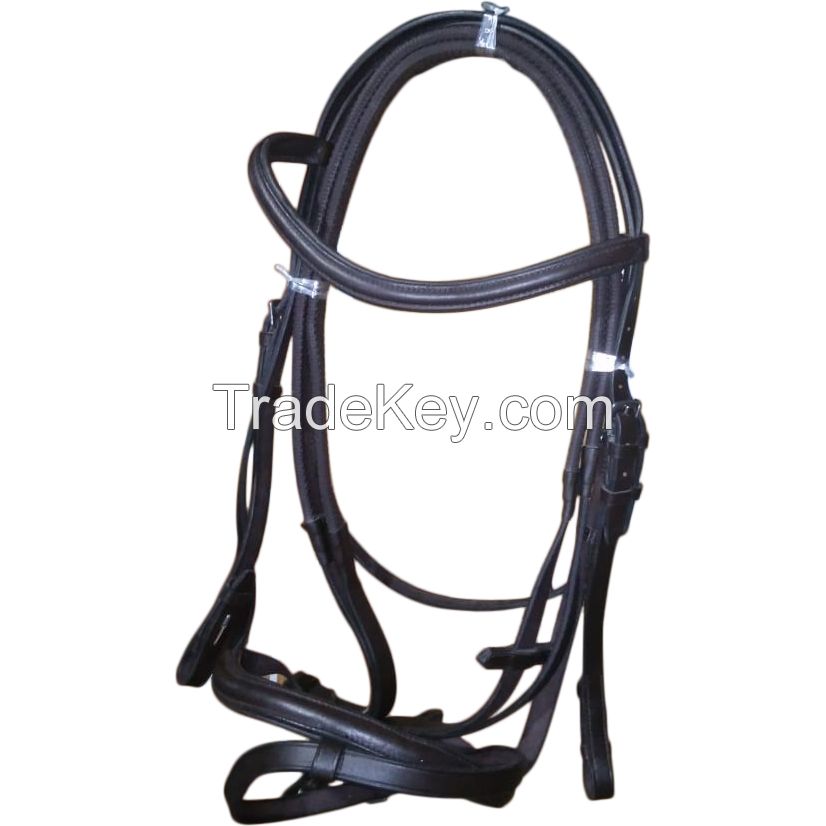 Genuine Imported Rolled leather horse Bridle Black with rust proof fittings