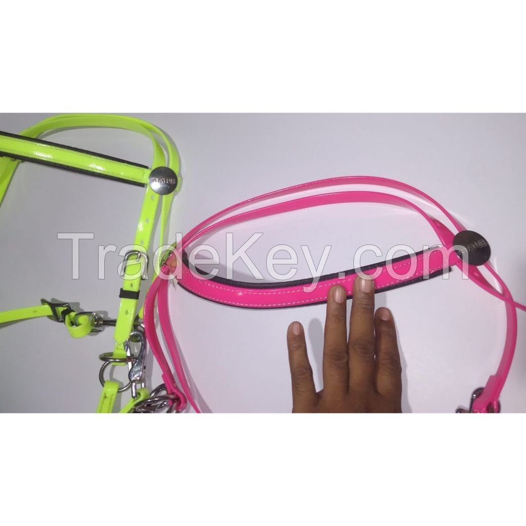 Genuine imported PVC horse Riding bridle Lime and Pink with rust proof Steel fittings