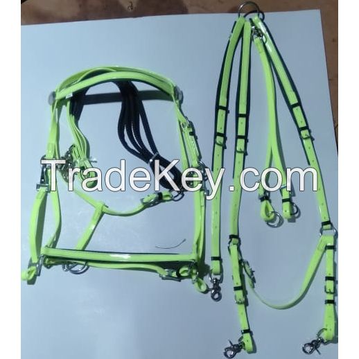 Genuine imported PVC horse Riding bridle Lime and Pink with rust proof Steel fittings