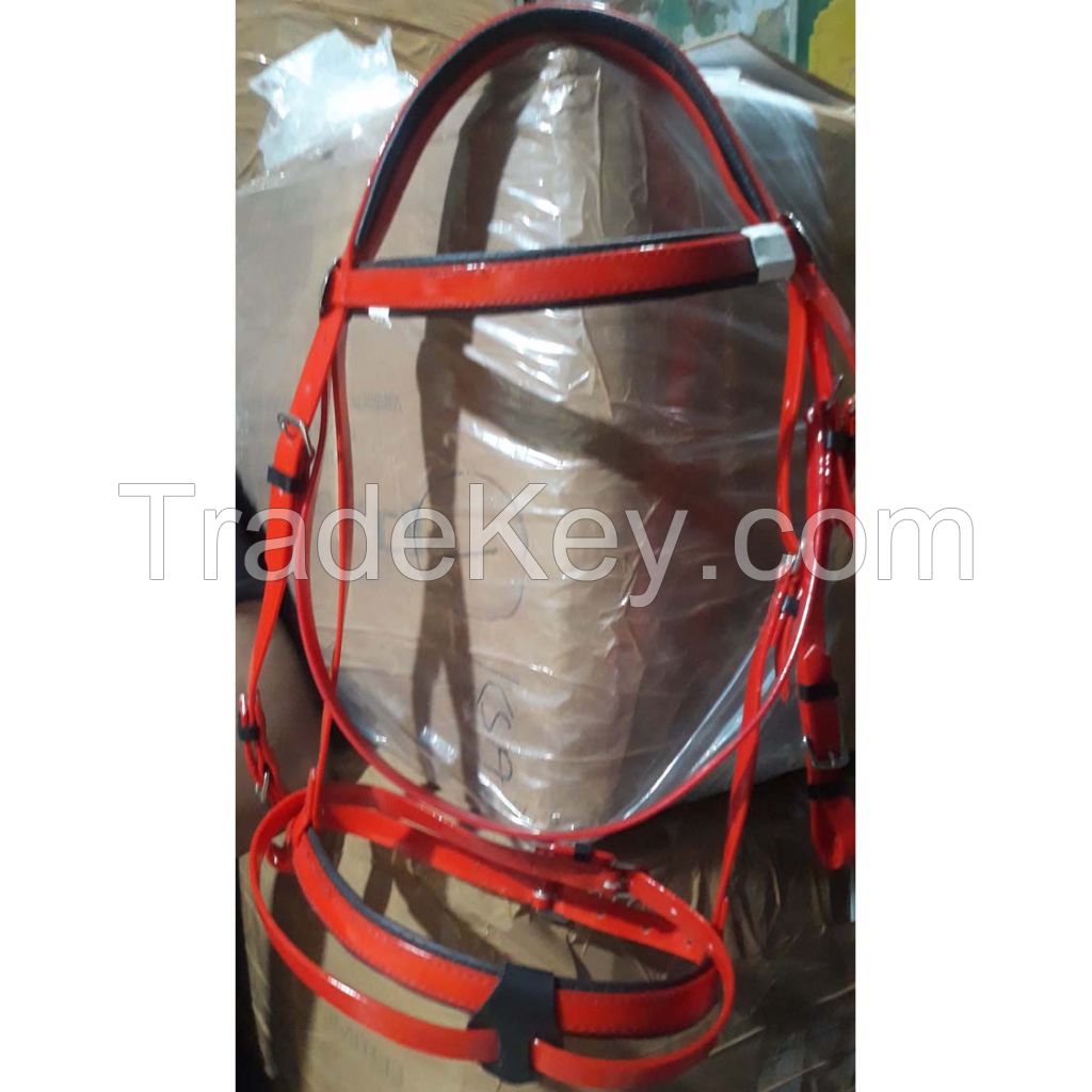 Genuine imported PVC horse Riding bridle Red with rust proof Steel fittings