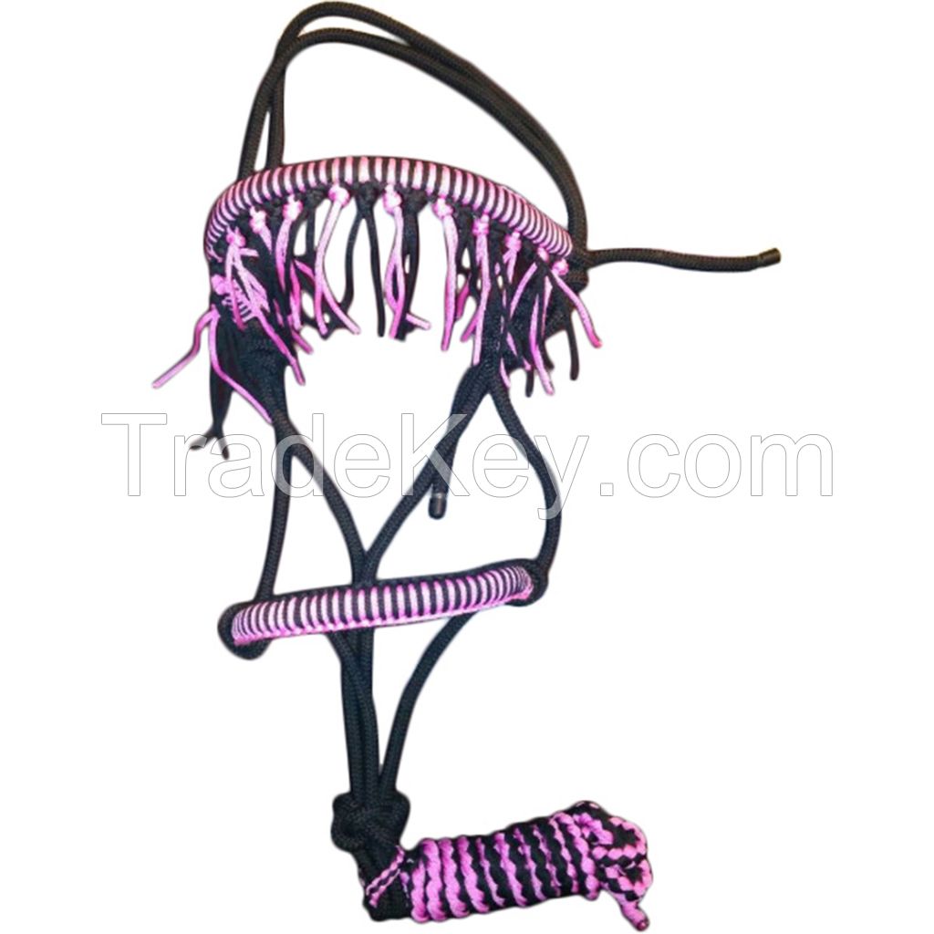 Genuine imported Quality PP Nylon para cord horse bridle pink black with Lead