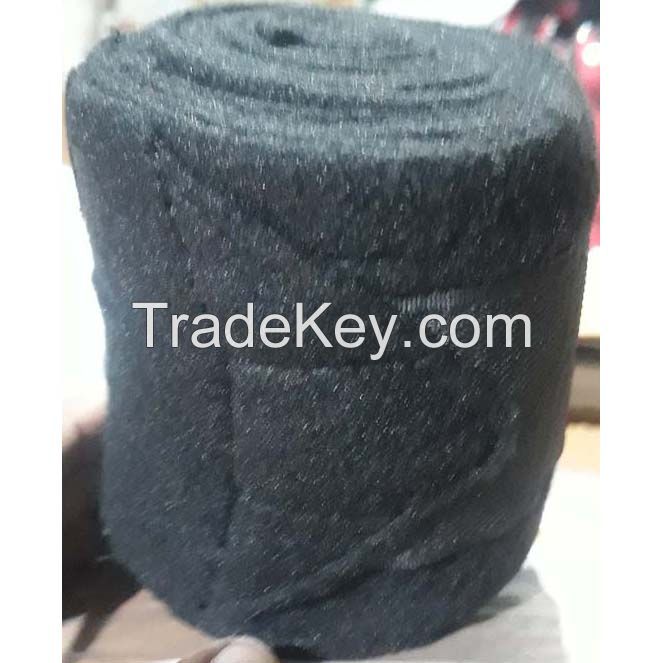 Genuine imported quality Fleece horse Bandages Black , 2 to 2.5 m long