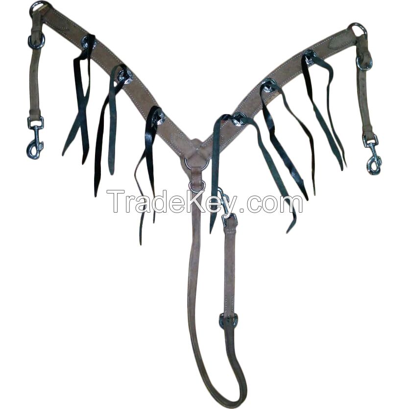 Genuine imported leather western 5 line Breastplate Natural with rust proof fittings