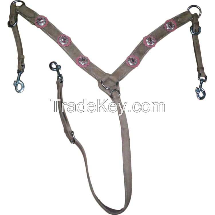 Genuine imported leather western Breastplate pink with rust proof fittings
