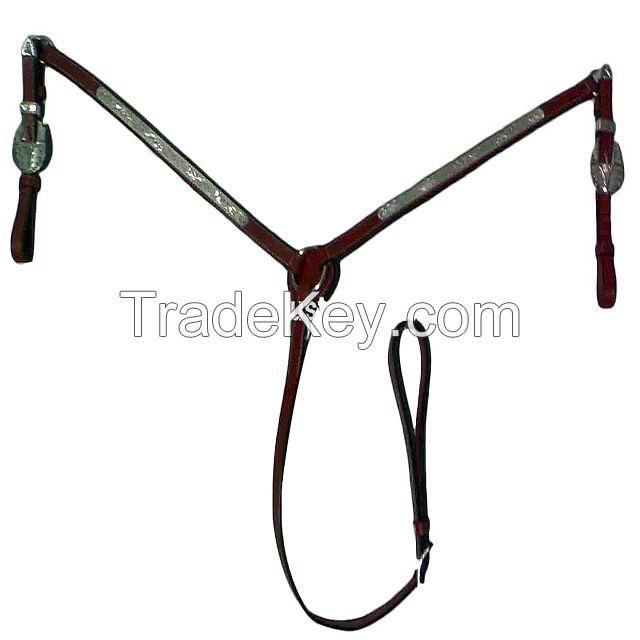Genuine imported leather western Breastplate Teal and with rust proof fittings