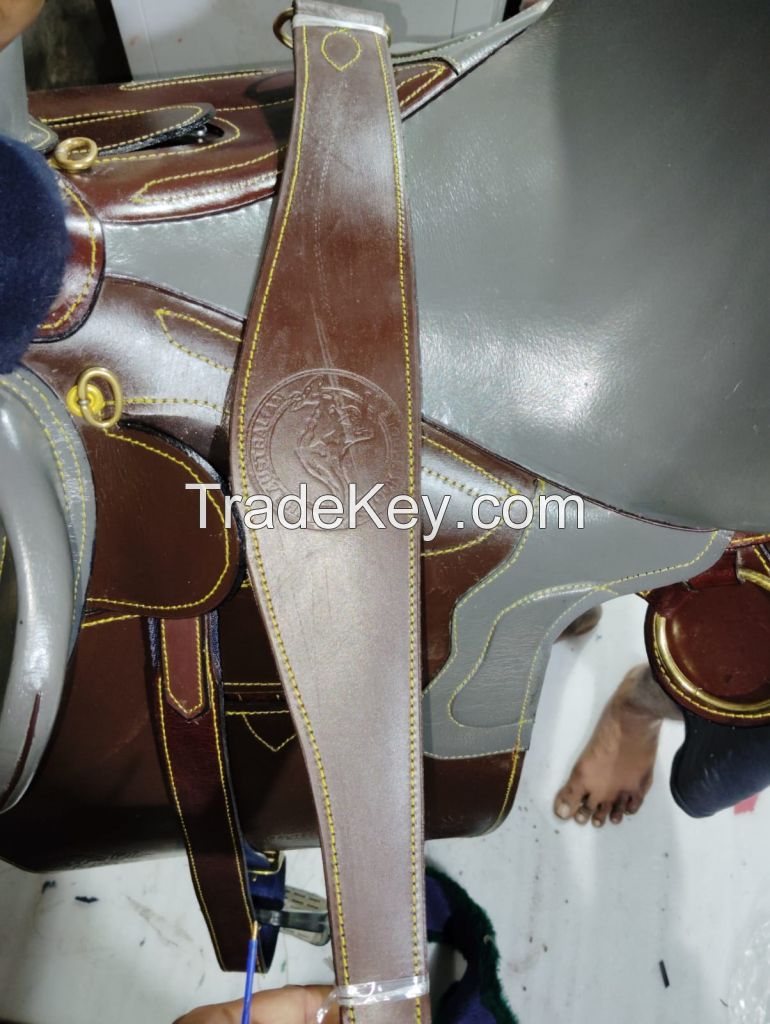 Genuine imported Leather Australian stock saddle Grey with rust proof fittings