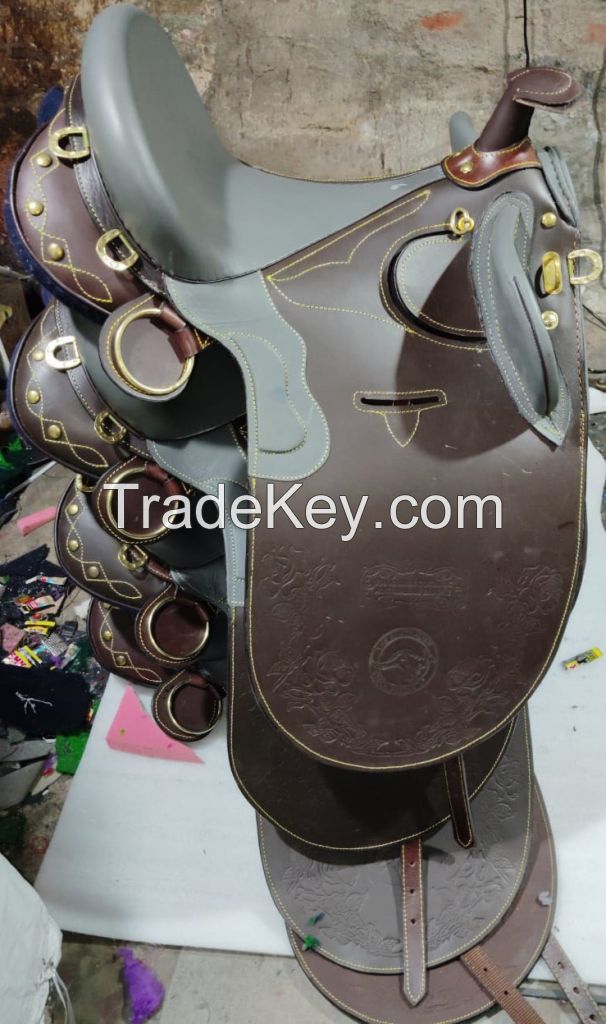 Genuine imported Leather Australian stock saddle Grey with rust proof fittings