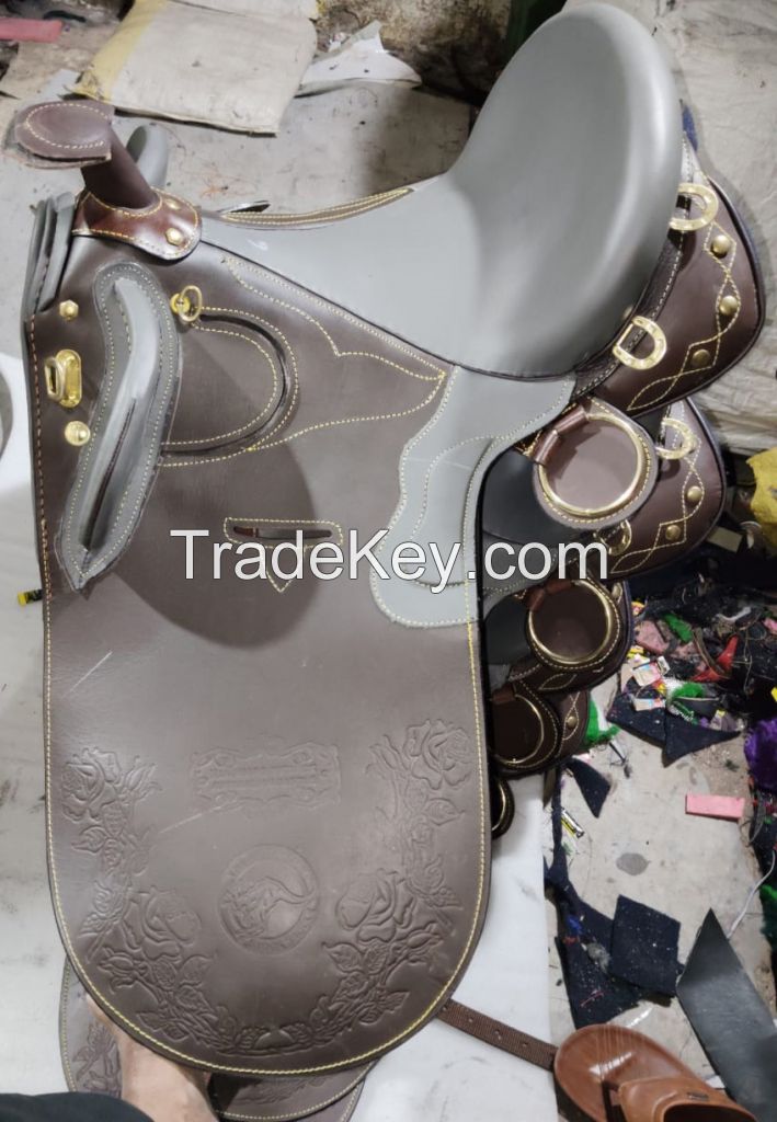 Genuine imported Leather Australian stock saddle Grey with rust proof fittings