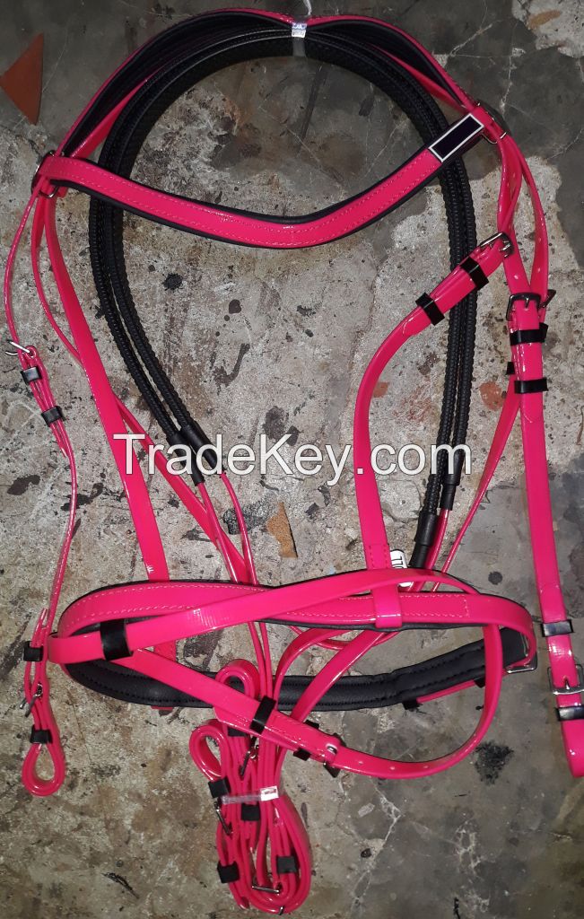 Genuine imported PVC horse Riding bridle Red with rust proof Steel fittings And PVC reins