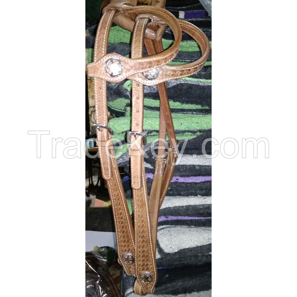 Genuine imported quality leather horse western Headstall with rust proof star fitting