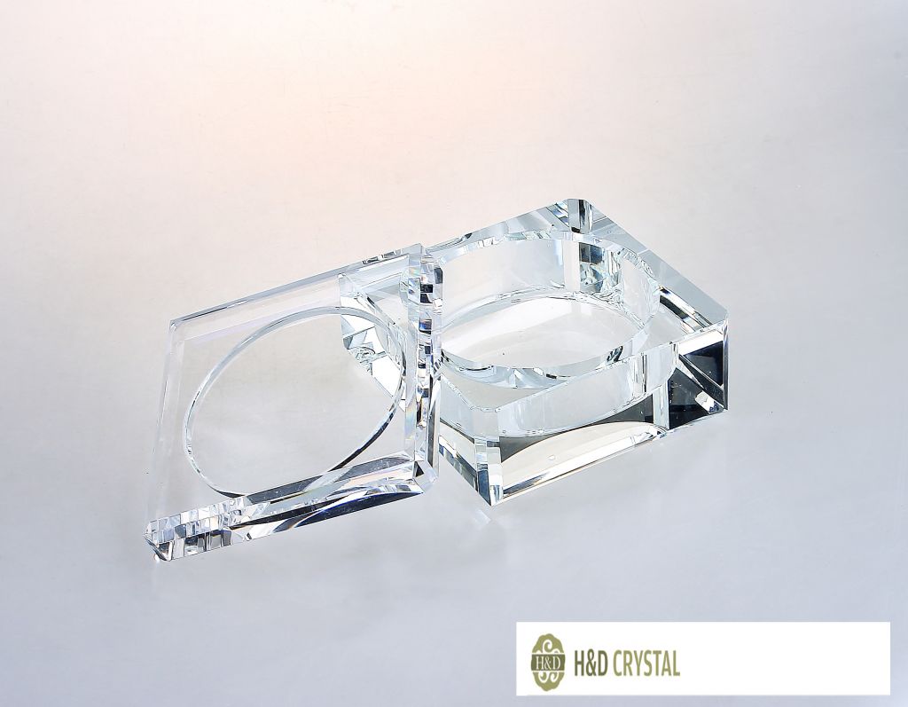 French Diamond Cut Crystal Cylinder Ormolu Jewelry Casket/Trinket Dresser Box-HD-OSJC01