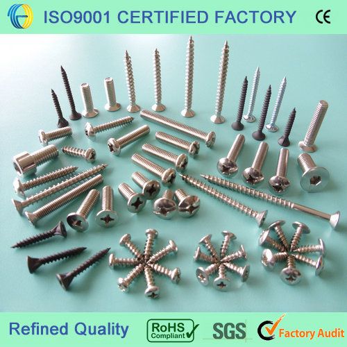 Stainless steel flat head chamfering self drill drywall &self tapping wood chipboard screws