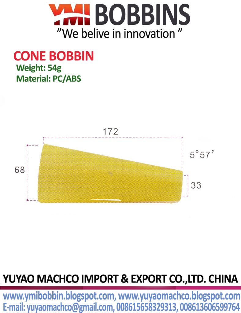 Cone Bobbin Length 172mm Top Dia 33mm Bottom Dia 68mm
