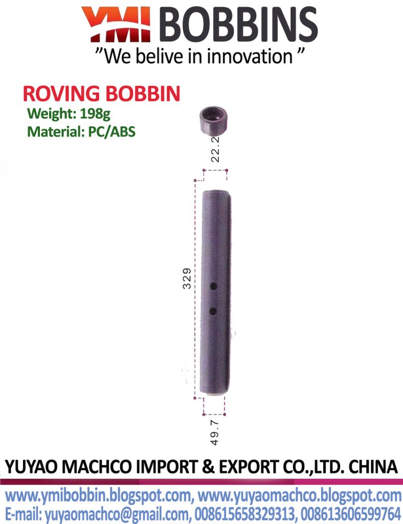 Simplex Bobbin Length 329mm Top Dia 22.2mm Bottom Dia 49.7mm weight 198g
