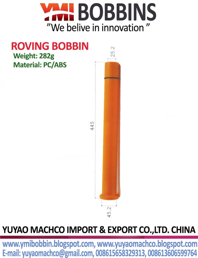 Simplex Bobbin Length 445mm Top Dia 25.2mm Bottom Dia 45.2mm Weight 282g